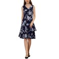 thumbnail image 2 of INSPIRE CHIC Robe et Veste pour Femme Ensembles 2 Pcs Robe Sans Manches en Mousseline à Fleurs et Veste à Panneaux Contrastants TG Bleu, 2 of 6