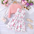 thumbnail image 4 of Splozh Toddler Fall Outfit 2PCS Little Toddler Girls Dress with Cardigan Floral Dresses Ruffle Sweaters Spring Fall Clothes Pink,3-4 Years, 4 of 5