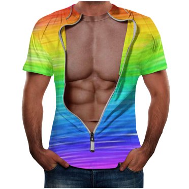 Qertyioot T-Shirt d'Entraînement pour Hommes T-Shirt d'Été Décontracté pour Hommes Col Rond Manches Courtes Haut avec Imprimé sur la Poitrine et Col Rond