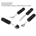 thumbnail image 3 of Arthritic Hands Adaptive Utensil, Wear Resistant Weighted Silverware Black Handle Stable  for Home Hospital, 3 of 7