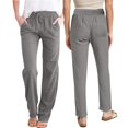 thumbnail image 2 of Timegard Womens Pants Straight Leg Drawstring Elastic Waist Solid Color Loose Lounge Trousers Lightweight, 2 of 7