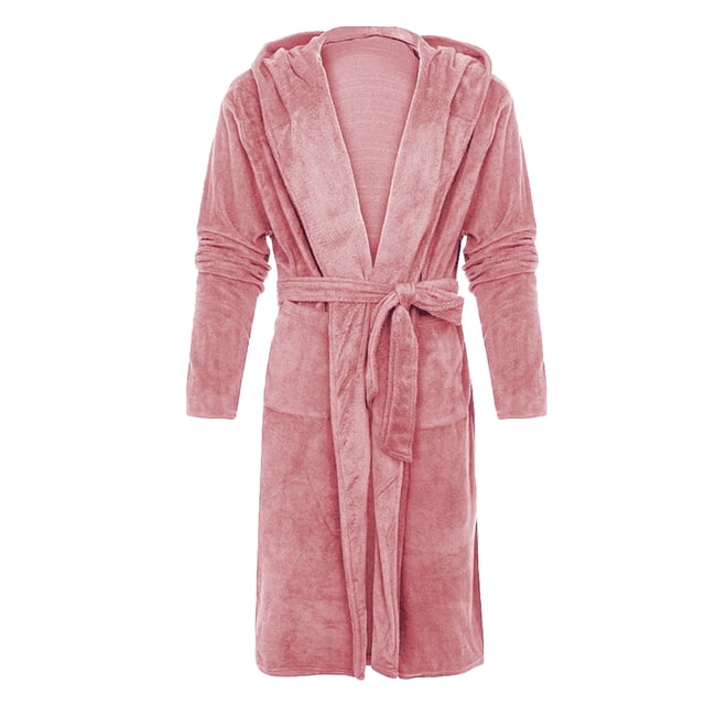 SHTXOZHI Men's Flannel Robe Warm Fleece HoodedSpa Bathrobe Winter Soft Robes with Pockets