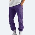 thumbnail image 1 of CHOK Men Flap Pocket Drawstring Elastic Waist Cargo Pants Straight-Fit Casual Pants Solid Trousers Relaxed Plus Size Long Pant, 1 of 9