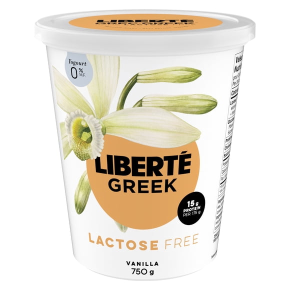 Liberte Greek 0% Lactose Free Yogurt, Vanilla, High Protein 750g
