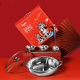 thumbnail image 2 of fastboy Hot Pot Pan Kitchenware Professional Hot Pot Cooker with Glass Lid for Party 28cm, 2 of 9