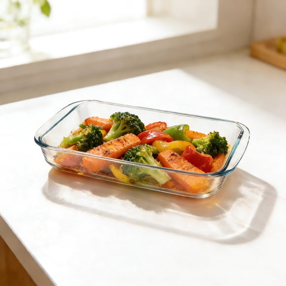 1Pcs Glass 11.7x7 Baking Dish 2.4L 11.7x7 Inch Oblong Glass Cake Pan Oven Baking Pan For Lasagna Roasting Non Stick Dishwasher