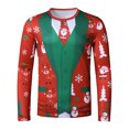 thumbnail image 1 of Innerwin T-Shirt de Noël Manches Longues Hauts de Noël pour Hommes Col Rond Mode Basique Tee Cheers L, 1 of 2