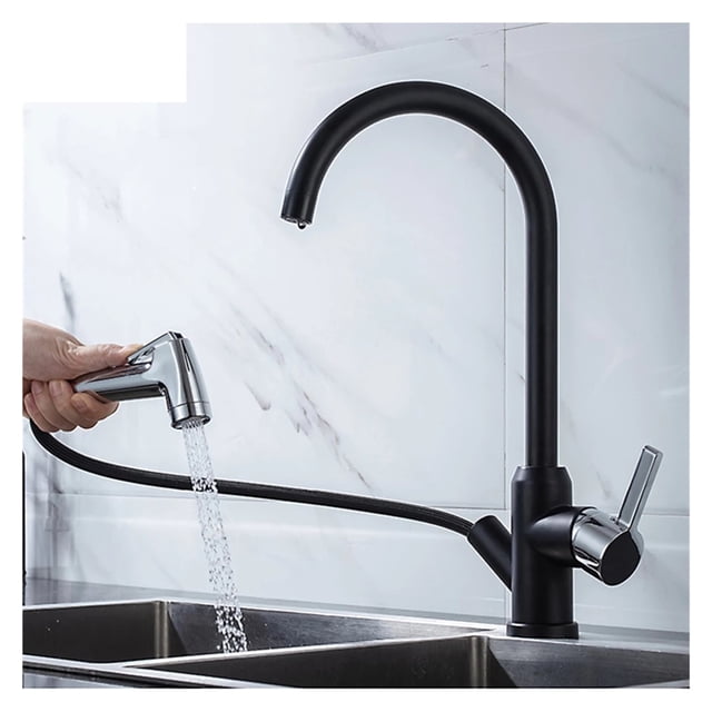 Kitchen Faucet Black Kitchen Tap Pull Out Kitchen Sink Mixer Tap Brushed Nickle Stream Sprayer Head Chrome Kitchen Water Tap ,Easy to Install