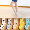 thumbnail image 4 of Chaussettes Douces Automne Hiver pour Femmes Filles Imprimé Œuf Nuage Chien Patte Élastique, 4 of 9