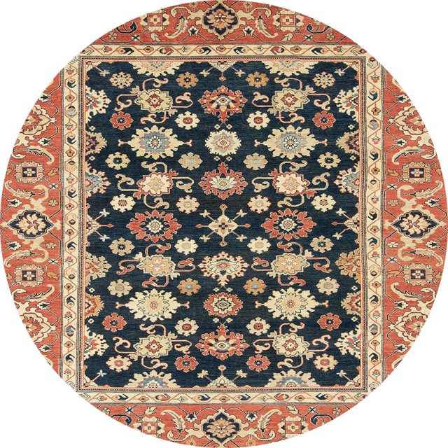 Ahgly Company Indoor Round Abstract Red Brown Abstract Area Rugs, 6' Round