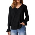 thumbnail image 2 of RXIRUCGD Blouse Basique à Col Rond à Manches Longues Unie pour Femme, Mode d'Automne, Noir, Taille : S, 2 of 6