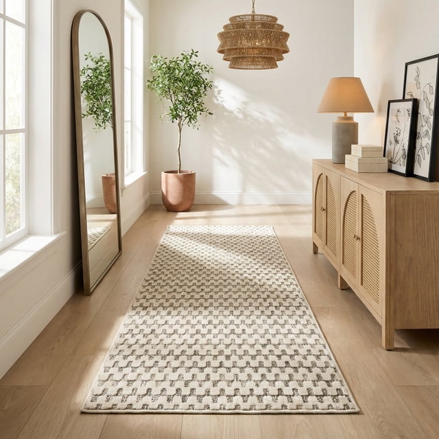 Rug Branch Maise Abstract Indoor Outdoor Area Rug, Cream Beige, Modern - Entryway, Hallway, Bathroom, and Kitchen
