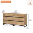 thumbnail image 2 of WAMPAT 6-Drawer Dresser, 63" Wide Storage Chest with Metal Base, Modern Wood Kids Dresser, Bedroom/Living Room/Hallway Use, Oak, 2 Pack, 2 of 7