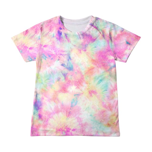 Hauts d'Été Décontractés Filles Garçons Mode Manches Courtes Dégradé Imprimé Hauts Col Rond Enfant T-Shirt Ample d'Été