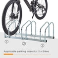 thumbnail image 4 of HOMCOM 3-Bike Bicycle Floor Parking Rack Cycling Storage Stand Silver, 4 of 9