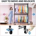 thumbnail image 5 of M MZG Clothing Rack Heavy Duty Rolling Garment Rack 3 Tiers Adjustable Wire Shelving Clothes Rack with Double Rods and Side Hooks, Freestanding Wardrobe Closet with Lockable Wheels, 5 of 5