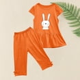 thumbnail image 4 of Chemises pour Filles, Ensemble Deux Pièces Été Col Rond Petit Imprimé Manches Courtes Manches Volantes Taille Élastique Pantalon Court, 4 of 4