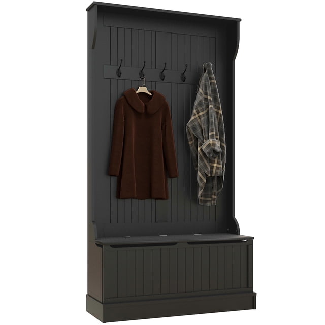 HOMCOM Portemanteau d'Entrée avec Banc de Rangement et Porte-Manteau pour Vestibule