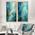 thumbnail image 1 of Designart "Turquoise Calm II" Abstract Landscapes Framed Wall Art Set Of 2 - Teal Landscapes Gallery Wall Frame Set For Home Decor, 1 of 6