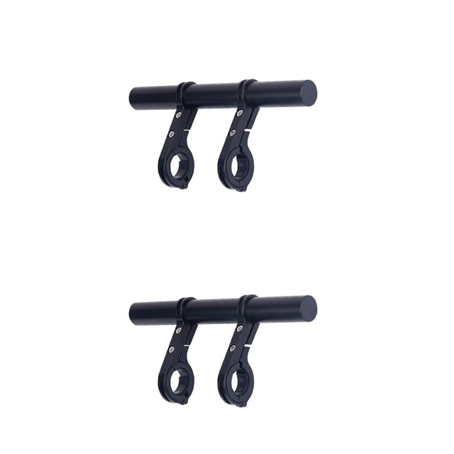 relayinert Bicycle Handlebar Extender with Double Clamps Front Flashlight Extension Bracket Mounting Rack Adapter Supplies Black Aluminum Alloy 2Set