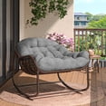 thumbnail image 2 of Outdoor Rocking Chair - Oversized Grey Papasan Egg Chair for Patio/Garden/Bedroom | Comfy Wicker Rocker, 2 of 8