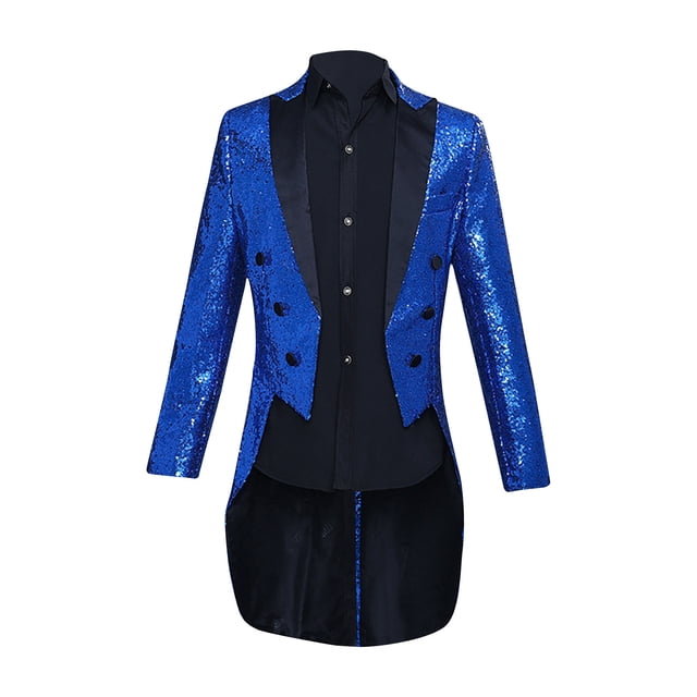 Styesk Jackets for Men Men's Sequined Solid Color Suit Dormal Dress Breasted Tailcoat Suit Jacket