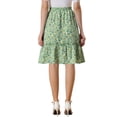 thumbnail image 3 of Unique Bargains Women's Ruffle Hem Flowy Tiered A-Line Floral Midi Skirts Green S, 3 of 6