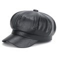 thumbnail image 1 of Beret Cap Faux Leather Adjustable Octagon Faux Leather Hats for Party, 1 of 10