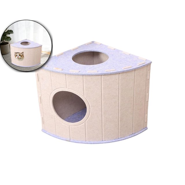 Lit pour Chat en Feutre en Forme d'Éventail – Grande Cachette Fermée pour Plusieurs Chats avec Conception Résistante aux Égratignures et Respirante – Toutes Saisons, outil-Free Assembly, Grotte pour Animal Gain de Place pour Dormir