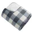 thumbnail image 2 of HOMETRENDS Grey Checker Faux Shearling Blanket, Queen, 2 of 3
