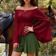 thumbnail image 1 of Soki Womens Renaissance Victorian Peasant Ruffle Smocked Waist Boho Pirate Shirt Blouse Cosplay Costume, 1 of 9