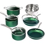 Granitestone Emerald Collection 10 Ensemble de pots et de casseroles en pièces Ultra Poignées antiadhésives en acier inoxydable, four & Lave-vaisselle sans danger