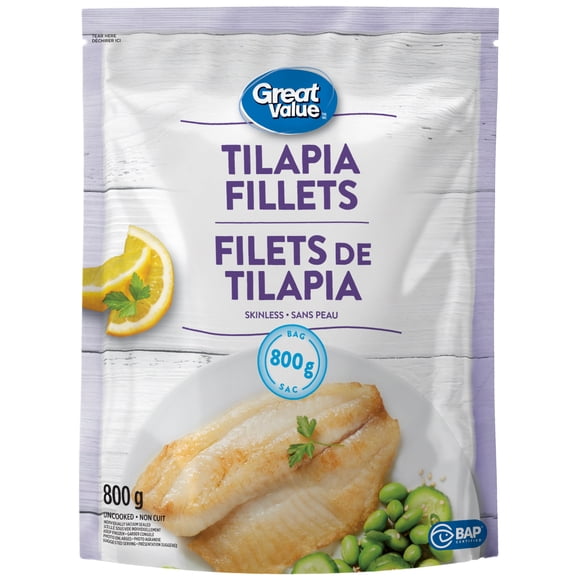 Great Value Skinless Tilapia Fillets, GV Tilapia Fillets 800g