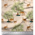 thumbnail image 1 of Soimoi Rayon Crepe Fabric Tree & Kangaroo Animal Print Fabric by Yard 46 Inch Wide, 1 of 3