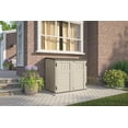thumbnail image 4 of Suncast 34 Cu. ft. Resin Horizontal Storage Shed – Vanilla with Stoney Roof, Durable Multi-Wall Construction, 12 sq. ft. Outdoor Garden and Patio Organizer, 4 of 6