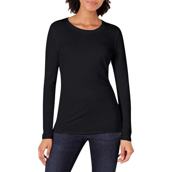 2025 Women's Classic Fit Long Turtle Neck Tee Sleeve Crew Neck Solid Woman Tees Color Long Sleeved Base Ladies T Shirts for Women T