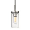 thumbnail image 1 of Golden Lighting 7011-M1L PW-CLR Winslett Mini Pendant in Pewter with Ribbed Clear Glass Shade, 1 of 1