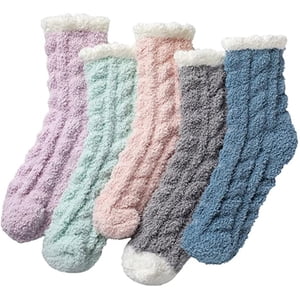 GDREDA Fuzzy Chaussettes pour femmes - Femmes Chaussettes floues Chausse cozy Chaussée Chausettes chaudes pour les femmes Chausser Chauses multicolores,Une taille