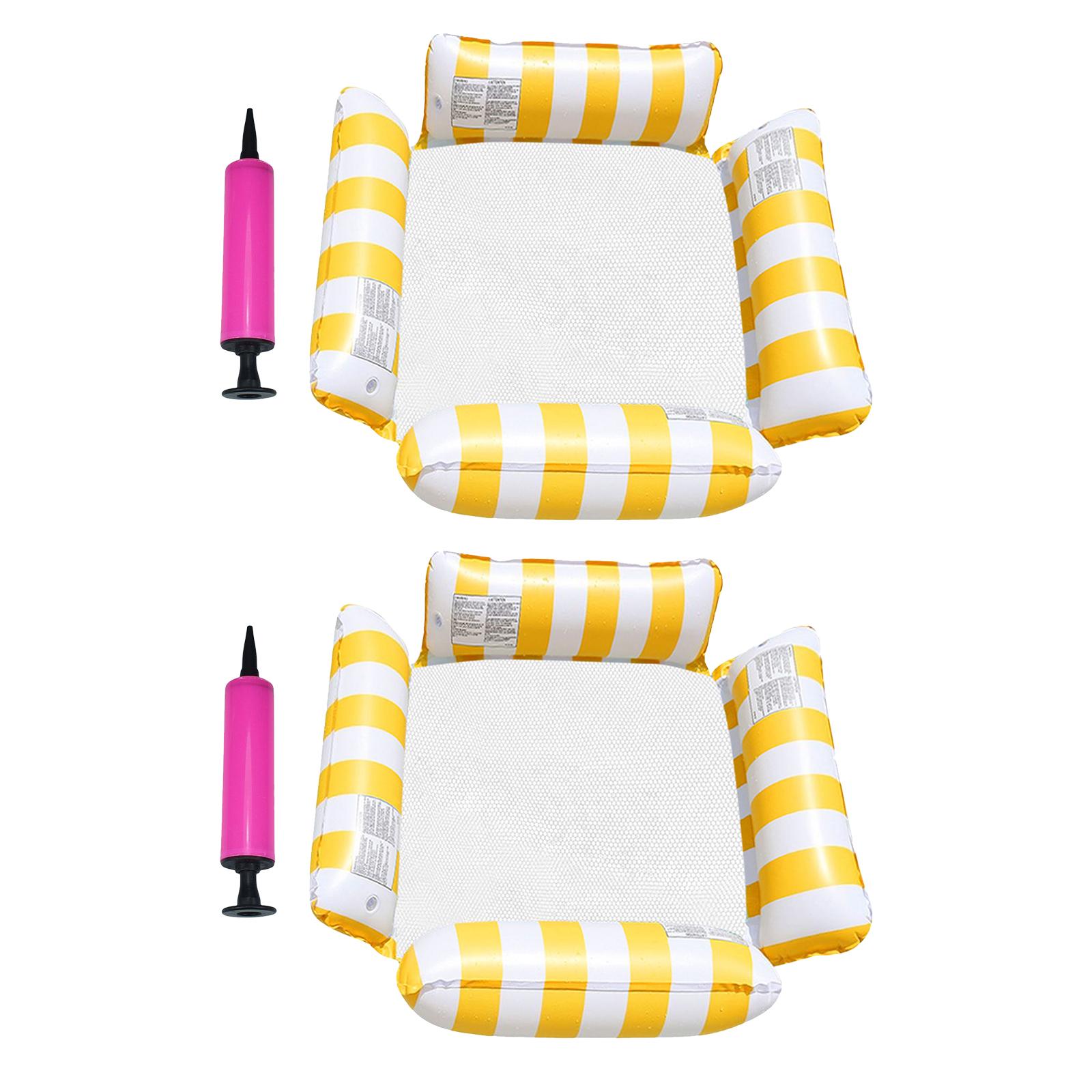 koolsoo 2 Pieces Floating Chairs Water Toys Floating Lounge Chair for Swimming Yellow