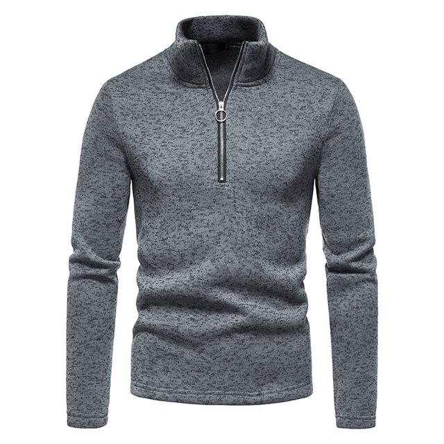 CEHVOM Men Placket Zipper Design Solid Casual Turtleneck Base Pollover Shirt Blouse Sales