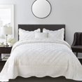 thumbnail image 4 of Home Soft Things Super Soft Microplush 4 Piece Bedspread Set Oversize Queen 110" x 120", Antique White Diamond Plaid Scallop Edged Warm Cozy Plush Quilt Comforter Bedding Set with 2 Shams 1 Pillow, 4 of 4