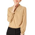 thumbnail image 1 of INSPIRE CHIC Women's Sweet Ruffle Peter Pan Collar Button Up Work Shirts, 1 of 6