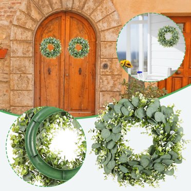 Dvkptbk Artificial Green Leaves Wreath Simulation Leaf Wreath Decoration Farmhouse Greenery Wreath for Front Door Hanging Wall Window Party Decoration on Clearance