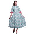 thumbnail image 1 of Bimba Leaves Ladies Button Down Print Dress A-Line Cocktail Party Shirt Dress-XX-Large, 1 of 5