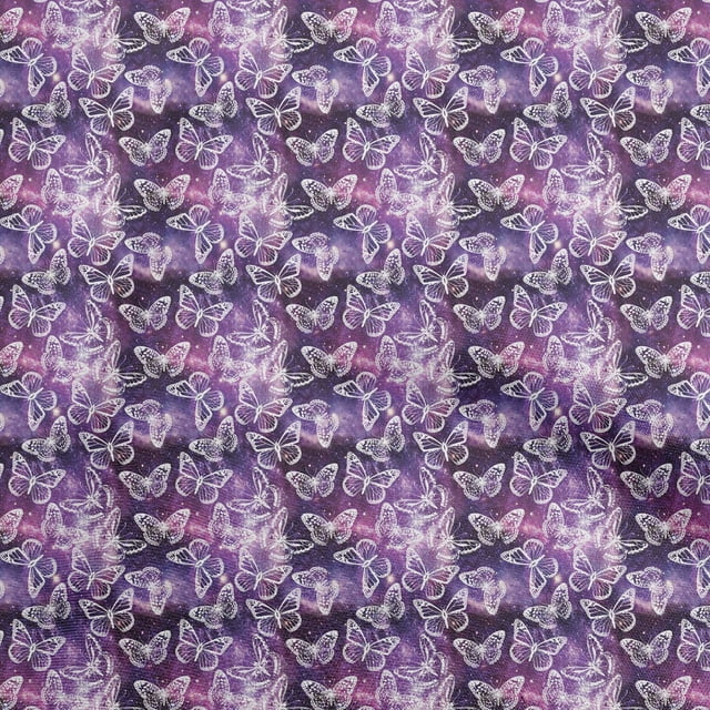 oneOone Georgette Viscose Purple Fabric Butterflies Craft Projects Decor Fabric Printed By The Yard 42 Inch Wide