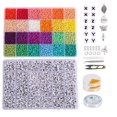 thumbnail image 1 of 12000Pcs Perles de Rocaille en Verre 3mm Breloques Perles Lettres Perles Colorées pour Bracelets, 1 of 8