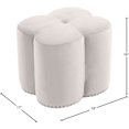 thumbnail image 4 of Meridian Furniture Clover Flower Shaped Cream Velvet Ottoman, 4 of 5