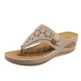 thumbnail image 3 of Orthopedic Wedge Slides Sandals for Women Wide Width Comfortable Leather Arch Support Walking Flip Flops, 3 of 4