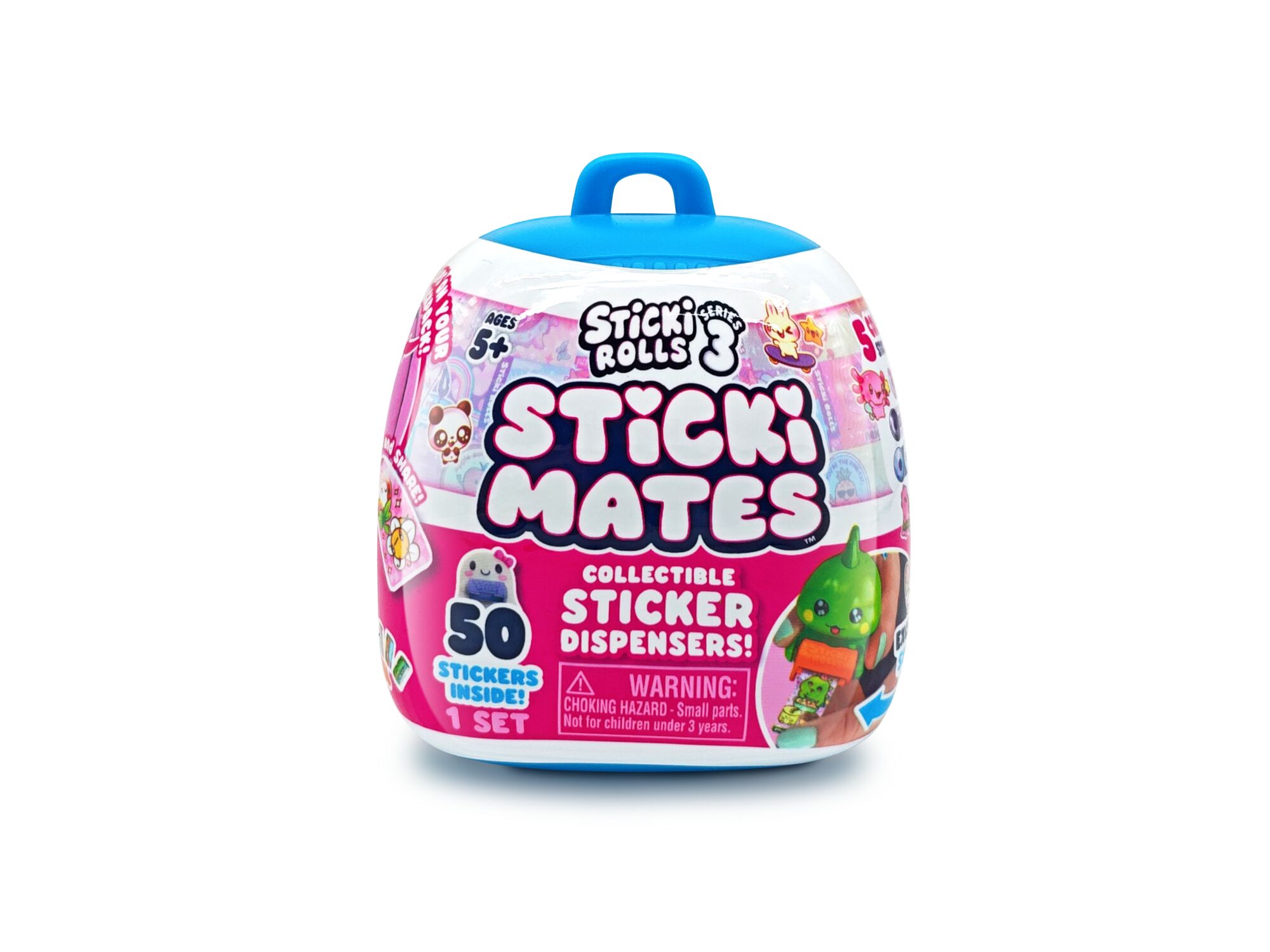 STICKI ROLLS STICKI MATES - MINI PERSONNAGES DISTRIBUTEURS D'AUTOCOLLANTS À COLLECTIONNER - 50 AUTOCOLLANTS & ATTACHE POUR SAC À DOS - Dès 5 ans