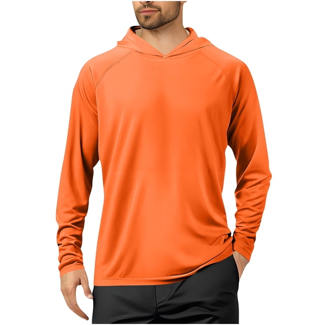 Ohufall Men's Shirts Long Sleeve Workout Fishing T Shirts UPF 50+ Sun Protection Rash Guard Dry Fit Athletic Running Tee Tops